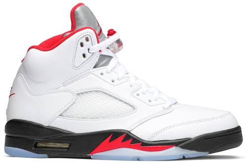 Tenis Jordan 5 Fire Red Silver Tongue
