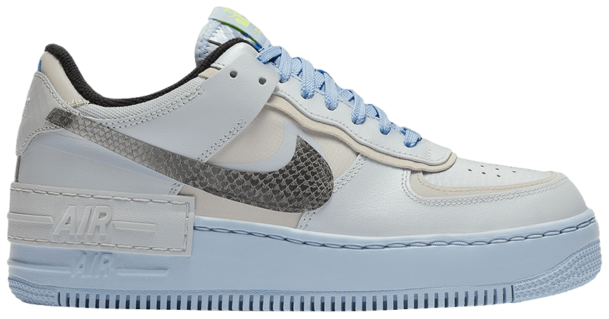 Tenis Nike Air Force 1 Shadow Pure Platinum Snakeskin Blue