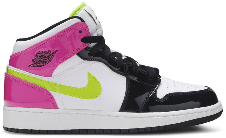 Tenis Air Jordan 1 Mid White Black Cyber Pink