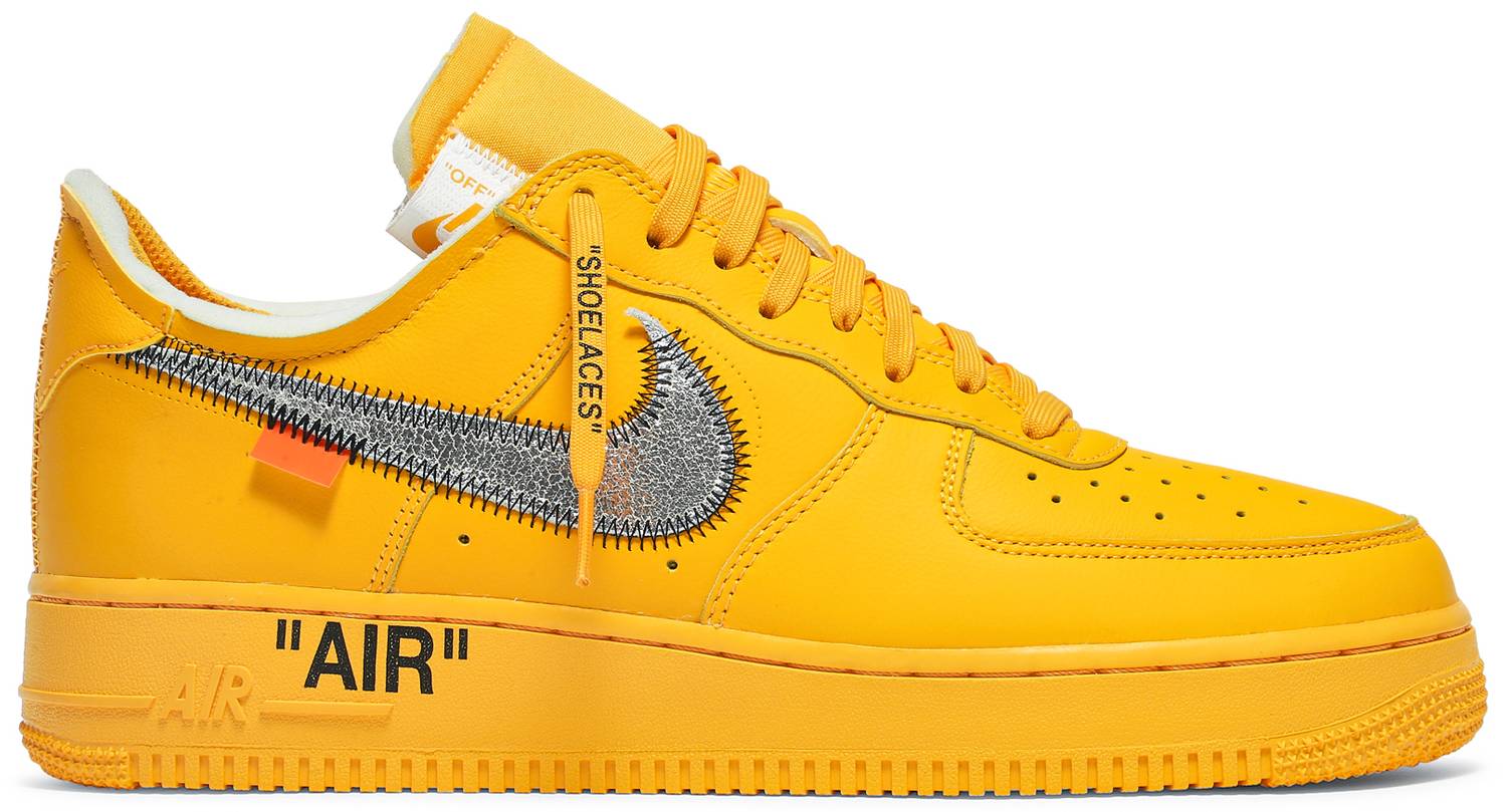 Tenis Nike Air Force 1 Low Off White University Gold Metallic Silver