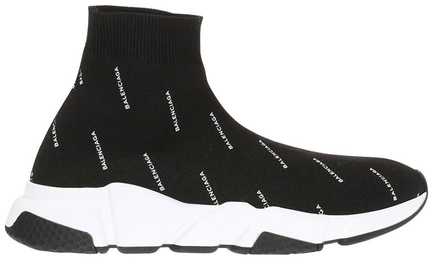Tenis Balenciaga Speed Trainer Logo Print Blach White